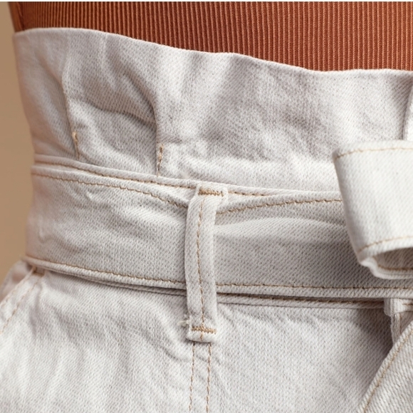 Free People Splendor In The Grass Front Tie Paper Bag Waist Mini Skirt Size 8 - Picture 5 of 16